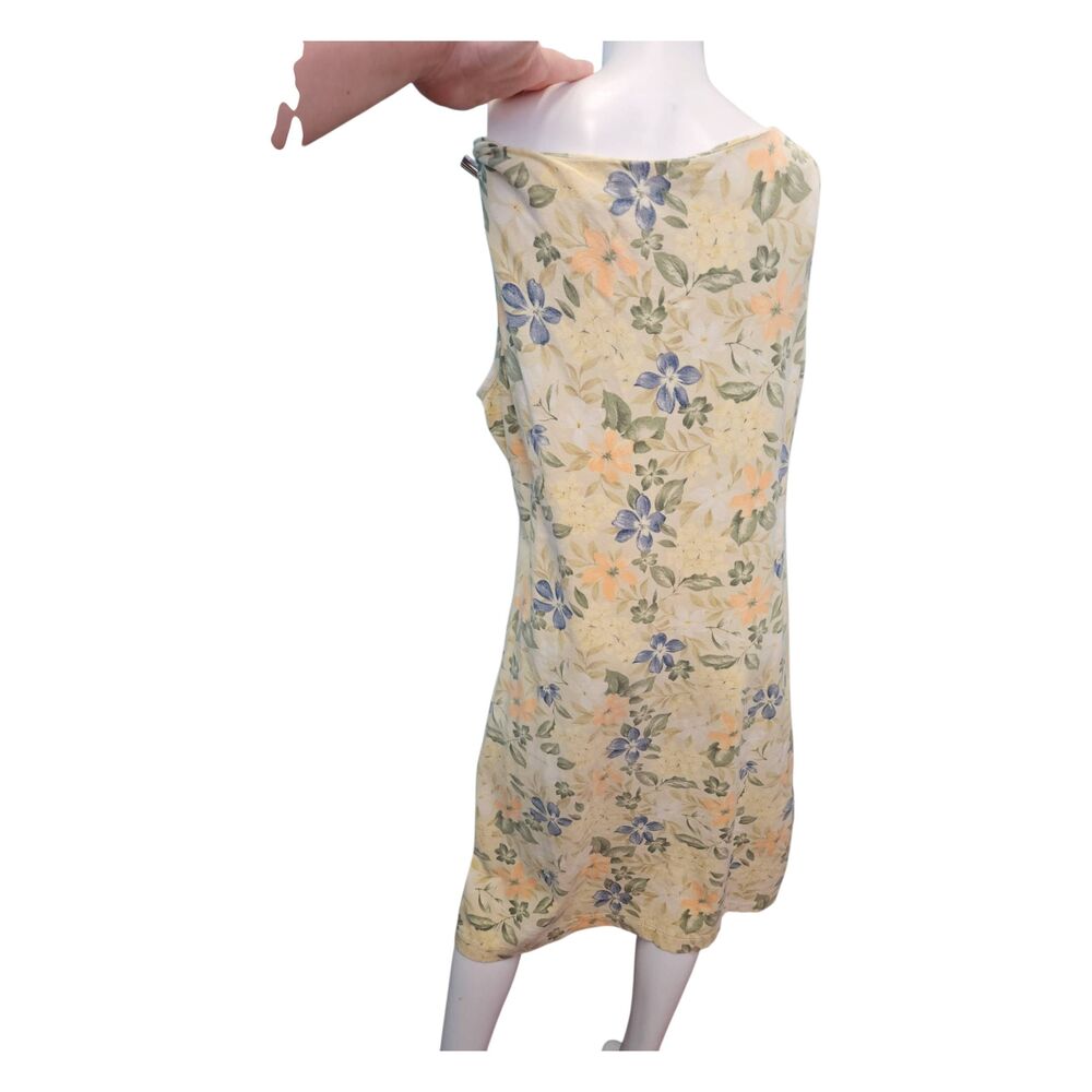 Liz Claiborne Yellow Floral Sleeveless Dress Womens size XL Vintage 90's - Picture 3 of 9